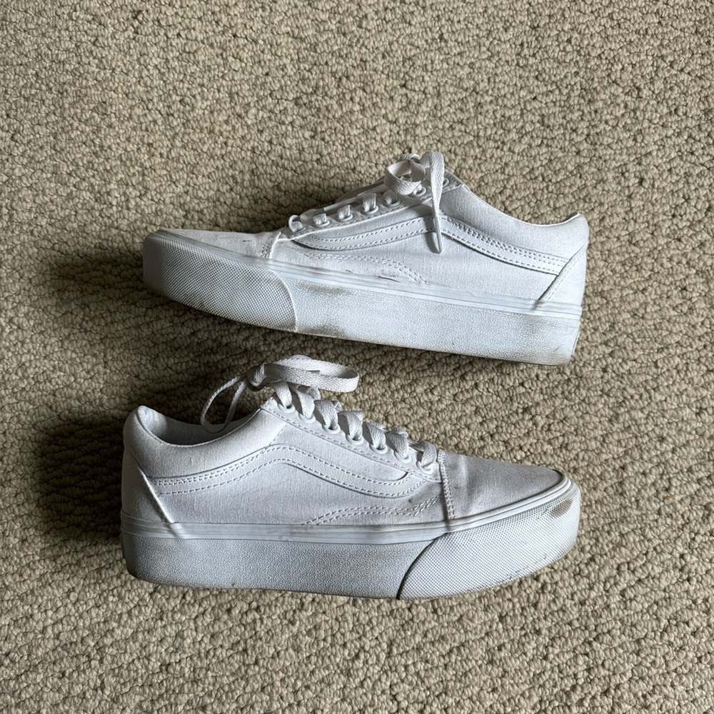 Vans old skool platform white sneakers